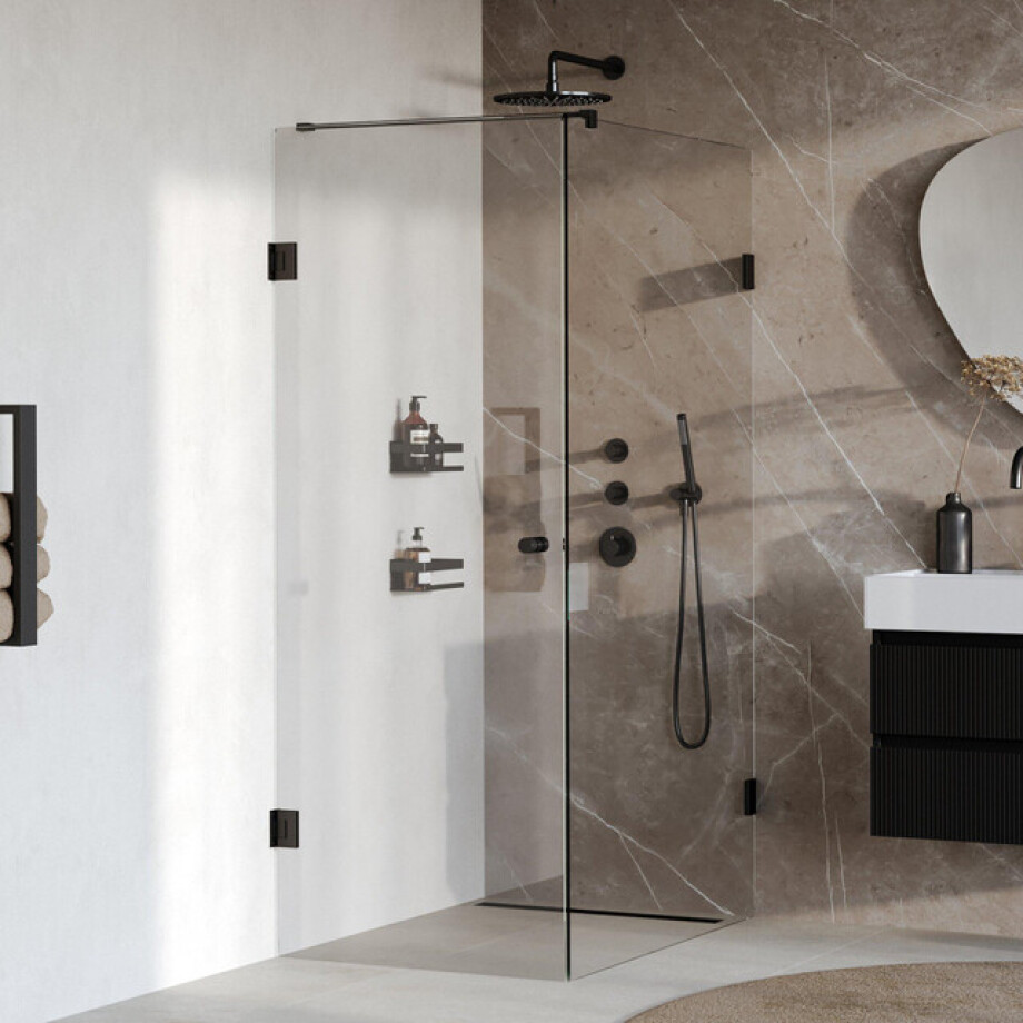 BRAUER Void Carving Douchecabine - 80x120x200cm - draaideur - glascoating - omkeerbaar - helder glas - mat zwart GS-VOCC1H80120200MZ BRAUER Void Carving Douchecabine - 80x120x200cm - draaideur - glascoating - omkeerbaar - helder glas - mat zwart GS-VOCC1H80120200MZ afbeelding 1