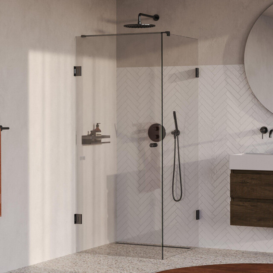 BRAUER Void Carving Douchecabine - 80x80x200cm - draaideur - glascoating - omkeerbaar - helder glas - geborsteld gunmetal PVD GS-VOCC1H8080200GM afbeelding 1