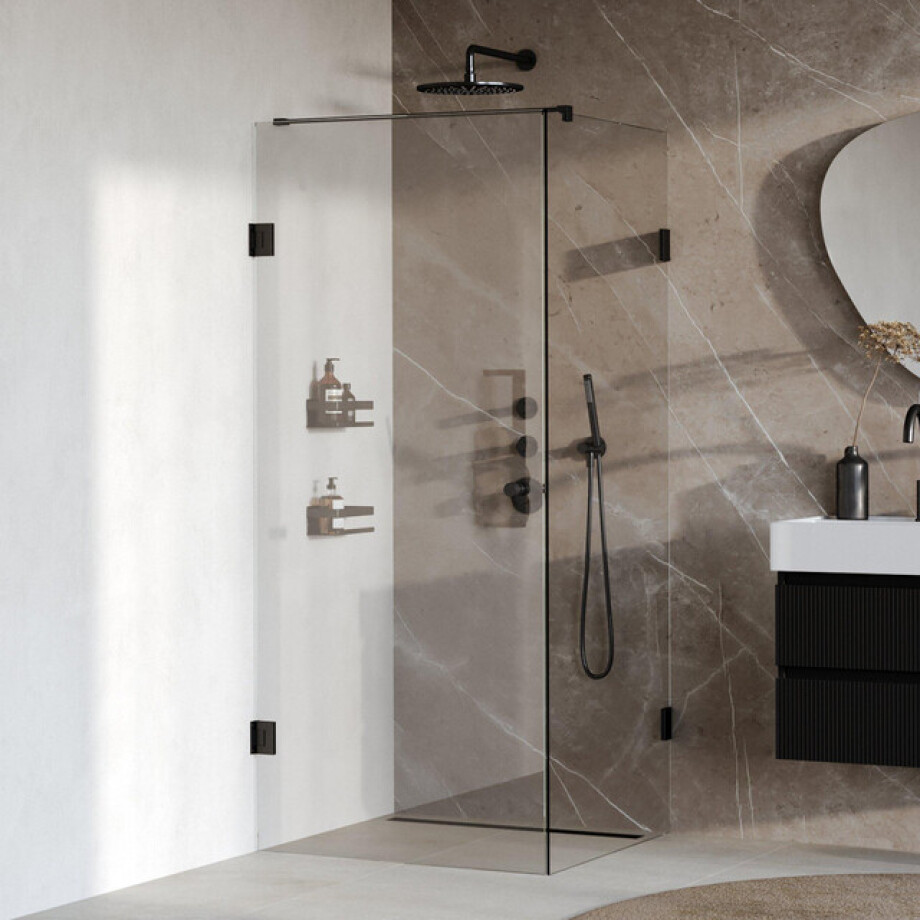 BRAUER Void Carving Douchecabine - 80x80x200cm - draaideur - glascoating - omkeerbaar - helder glas - mat zwart GS-VOCC1H8080200MZ BRAUER Void Carving Douchecabine - 80x80x200cm - draaideur - glascoating - omkeerbaar - helder glas - mat zwart GS-VOCC1H8080200MZ afbeelding 1