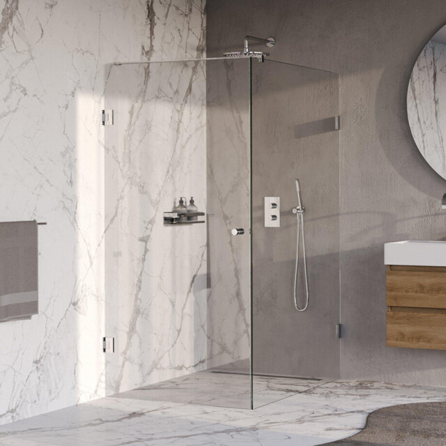 BRAUER Void Carving Douchecabine - 90x140x200cm - draaideur - glascoating - omkeerbaar - helder glas - Chroom GS-VOCC1H90140200CE afbeelding 1