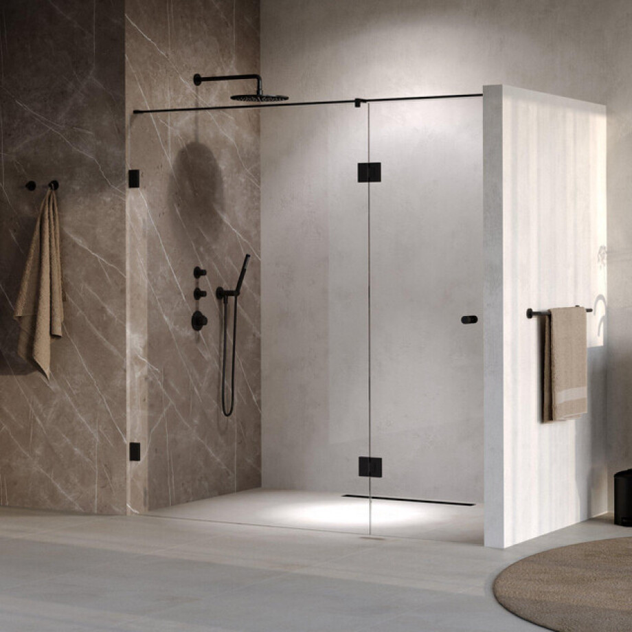 BRAUER Void Carving Nisdeur - 2-delig - 200x200cm - 70cm draaideur aan glas - glascoating - omkeerbaar - helder glas - mat zwart GS-VOCN3H70130200MZ BRAUER Void Carving Nisdeur - 2-delig - 200x200cm - 70cm draaideur aan glas - glascoating - omkeerbaar - helder glas - mat zwart GS-VOCN3H70130200MZ afbeelding 1