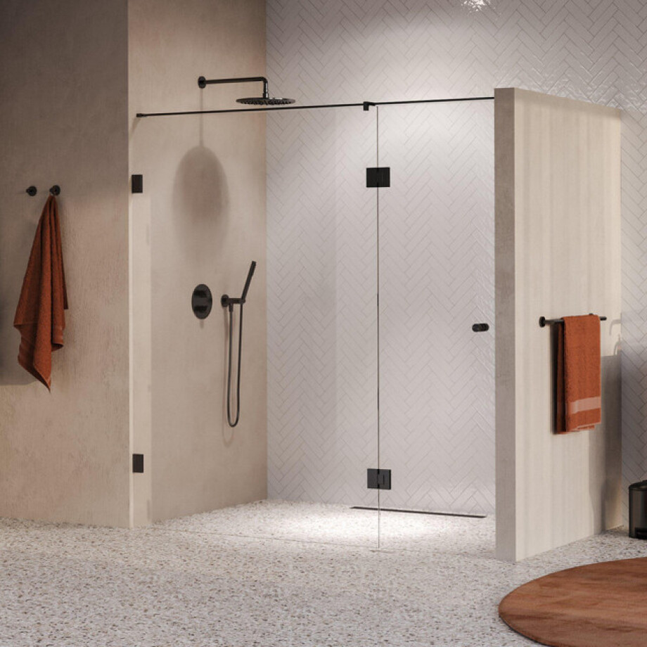 BRAUER Void Carving Nisdeur - 2-delig - 200x200cm - 70cm draaideur aan glas - glascoating - omkeerbaar - helder glas - geborsteld gunmetal PVD GS-VOCN3H70130200GM BRAUER Void Carving Nisdeur - 2-delig - 200x200cm - 70cm draaideur aan glas - glascoating - omkeerbaar - helder glas - geborsteld gunmetal PVD GS-VOCN3H70130200GM afbeelding 1