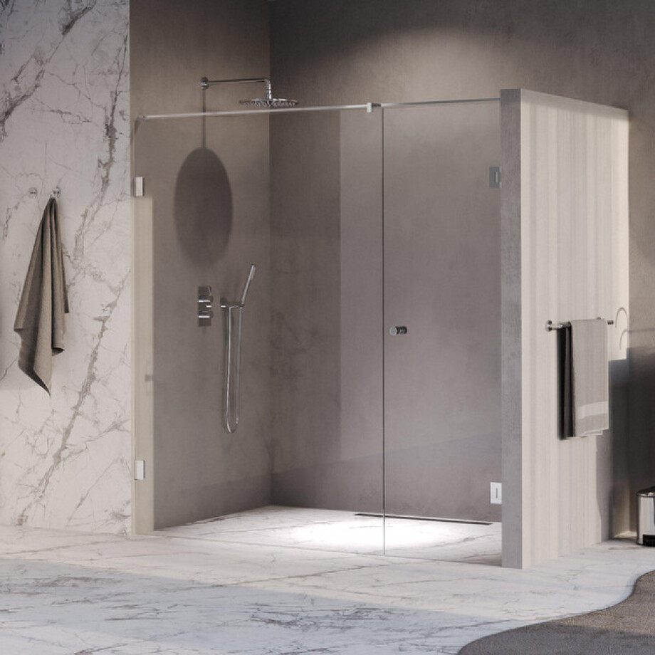 BRAUER Void Carving Nisdeur - 2-delig - 200x200cm - 70cm draaideur aan muur - glascoating - omkeerbaar - helder glas - Chroom GS-VOCN2H70130200CE BRAUER Void Carving Nisdeur - 2-delig - 200x200cm - 70cm draaideur aan muur - glascoating - omkeerbaar - helder glas - Chroom GS-VOCN2H70130200CE afbeelding 1