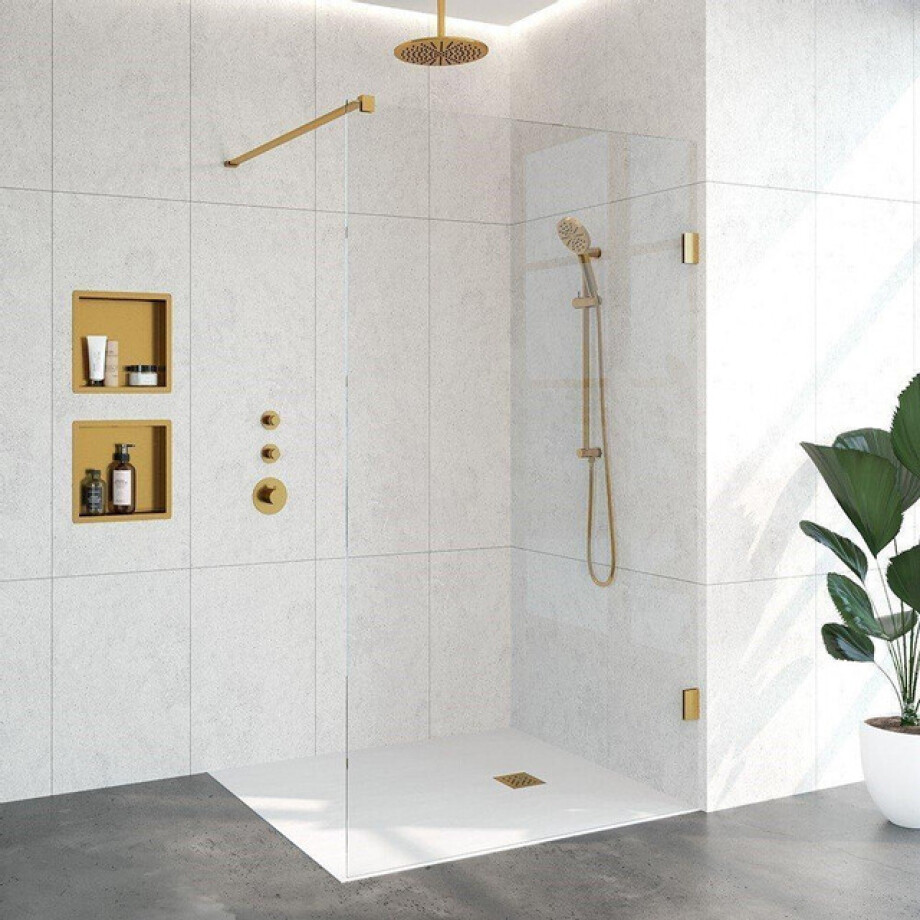 BRAUER Void inloopdouche helder glas 120x200 incl. glascoating PVD goud geborsteld GS-VOI1H120200GG afbeelding 1