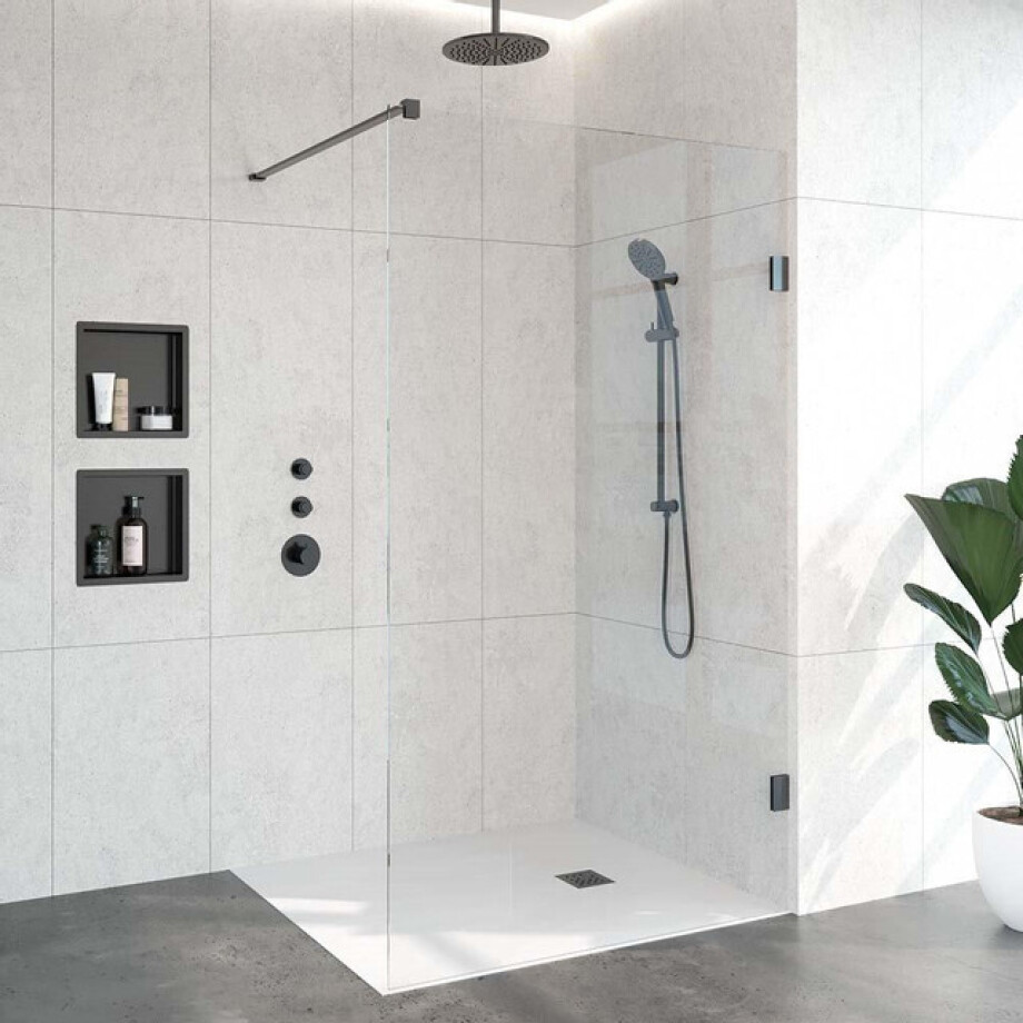 BRAUER Void inloopdouche helder glas 120x200 incl. glascoating PVD gunmetal geborsteld GS-VOI1H120200GM BRAUER Void inloopdouche helder glas 120x200 incl. glascoating PVD gunmetal geborsteld GS-VOI1H120200GM afbeelding 1
