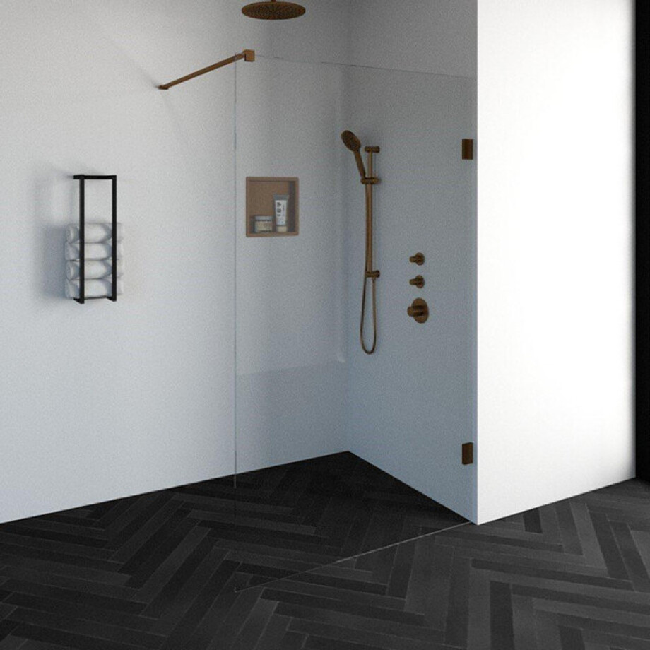 BRAUER Void inloopdouche helder glas 120x200 incl. glascoating PVD koper geborsteld GS-VOI1H120200GK afbeelding 1