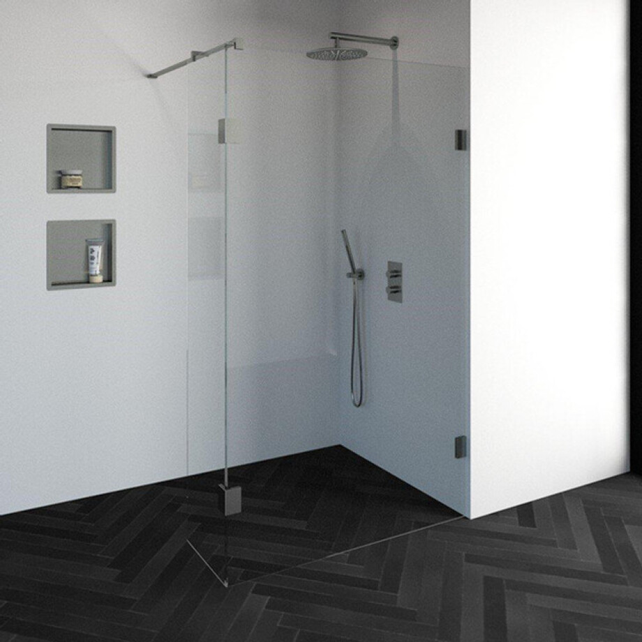 BRAUER Void inloopdouche helder glas 120x200 met 40 zijwand incl. glascoating PVD RVS-kleurig geborsteld GS-VOI2H12040200NG afbeelding 1