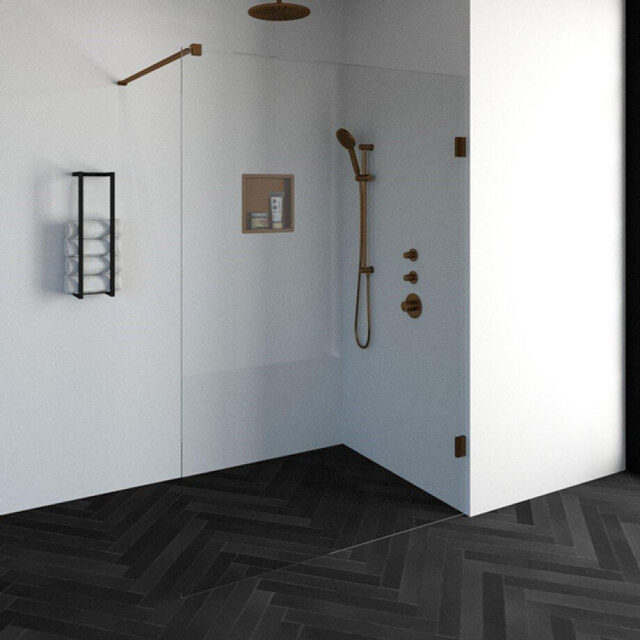 BRAUER Void inloopdouche helder glas 140x200 incl. glascoating PVD koper geborsteld GS-VOI1H140200GK BRAUER Void inloopdouche helder glas 140x200 incl. glascoating PVD koper geborsteld GS-VOI1H140200GK afbeelding 1