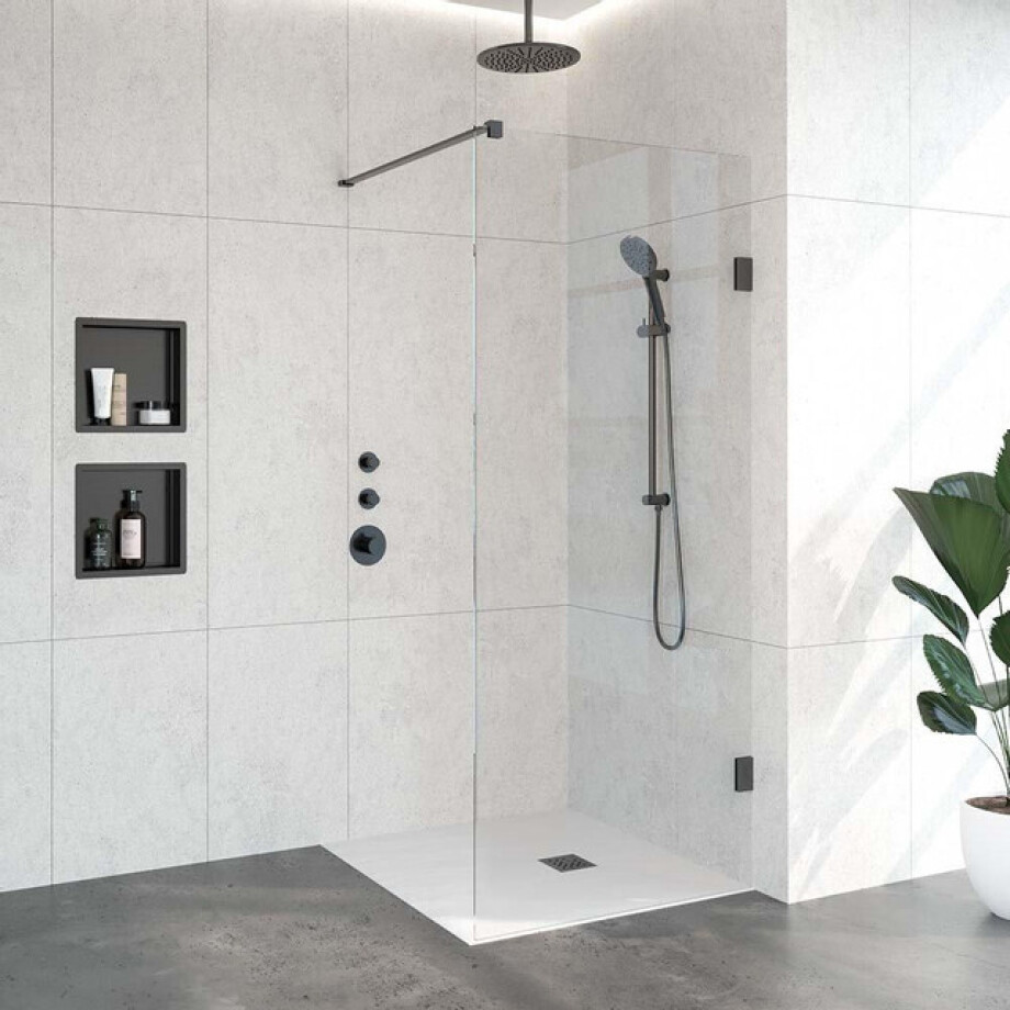 BRAUER Void inloopdouche helder glas 90x200 incl. glascoating PVD gunmetal geborsteld GS-VOI1H90200GM afbeelding 1