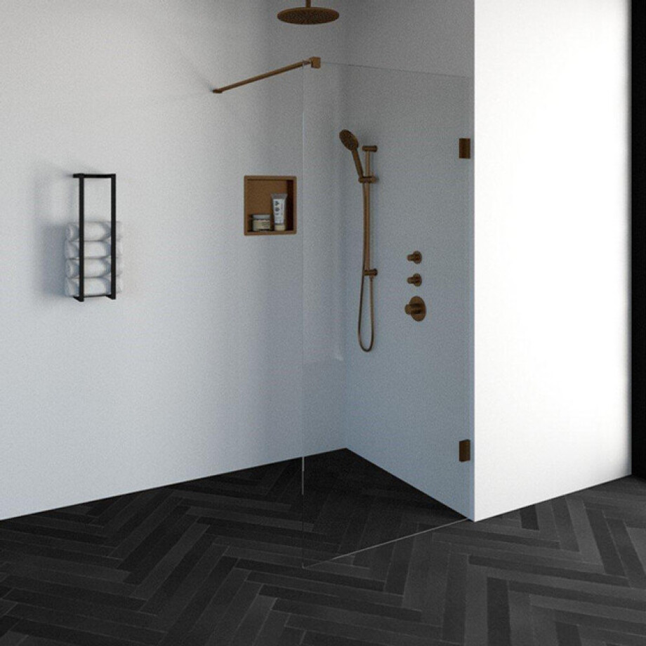 BRAUER Void inloopdouche helder glas 90x200 incl. glascoating PVD koper geborsteld GS-VOI1H90200GK afbeelding 1