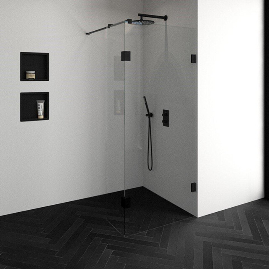 BRAUER Void inloopdouche helder glas 90x200 met 40 zijwand incl. glascoating mat zwart GS-VOI2H9040200MZ BRAUER Void inloopdouche helder glas 90x200 met 40 zijwand incl. glascoating mat zwart GS-VOI2H9040200MZ afbeelding 1