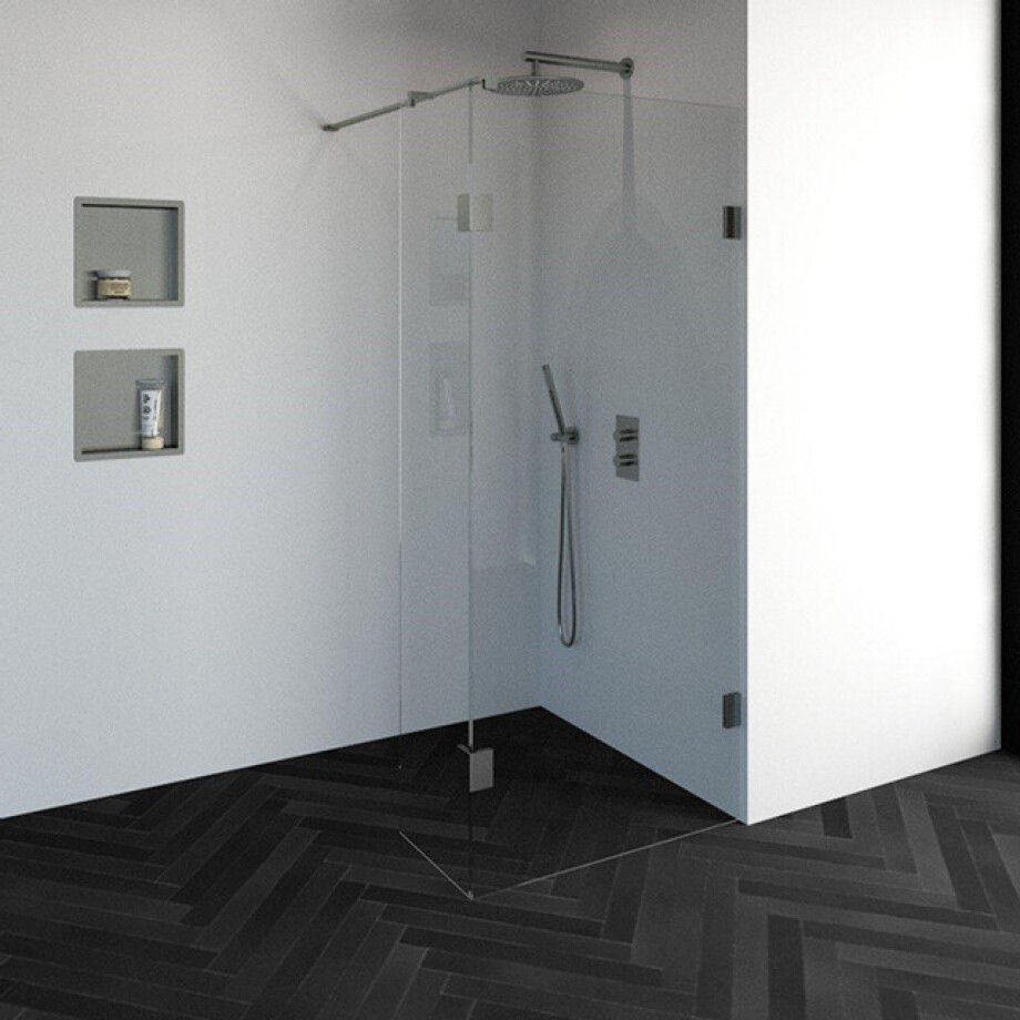 BRAUER Void inloopdouche helder glas 90x200 met 40 zijwand incl. glascoating PVD RVS-kleurig geborsteld GS-VOI2H9040200NG BRAUER Void inloopdouche helder glas 90x200 met 40 zijwand incl. glascoating PVD RVS-kleurig geborsteld GS-VOI2H9040200NG afbeelding 1