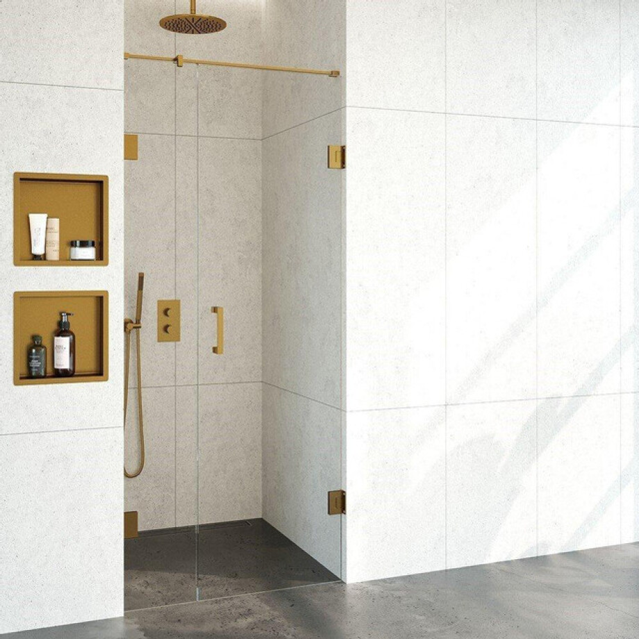 BRAUER Void nisdeur 2-delig helder glas 90x200 omkeerbaar met draaideur 60 aan muur incl. glascoating PVD goud GS-VON2H6030200GG BRAUER Void nisdeur 2-delig helder glas 90x200 omkeerbaar met draaideur 60 aan muur incl. glascoating PVD goud GS-VON2H6030200GG afbeelding 1