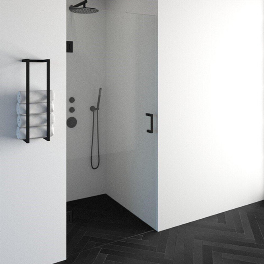 BRAUER Void nisdeur helder glas 90x200 omkeerbaar incl. glascoating mat zwart GS-VON1H90200MZ afbeelding 1