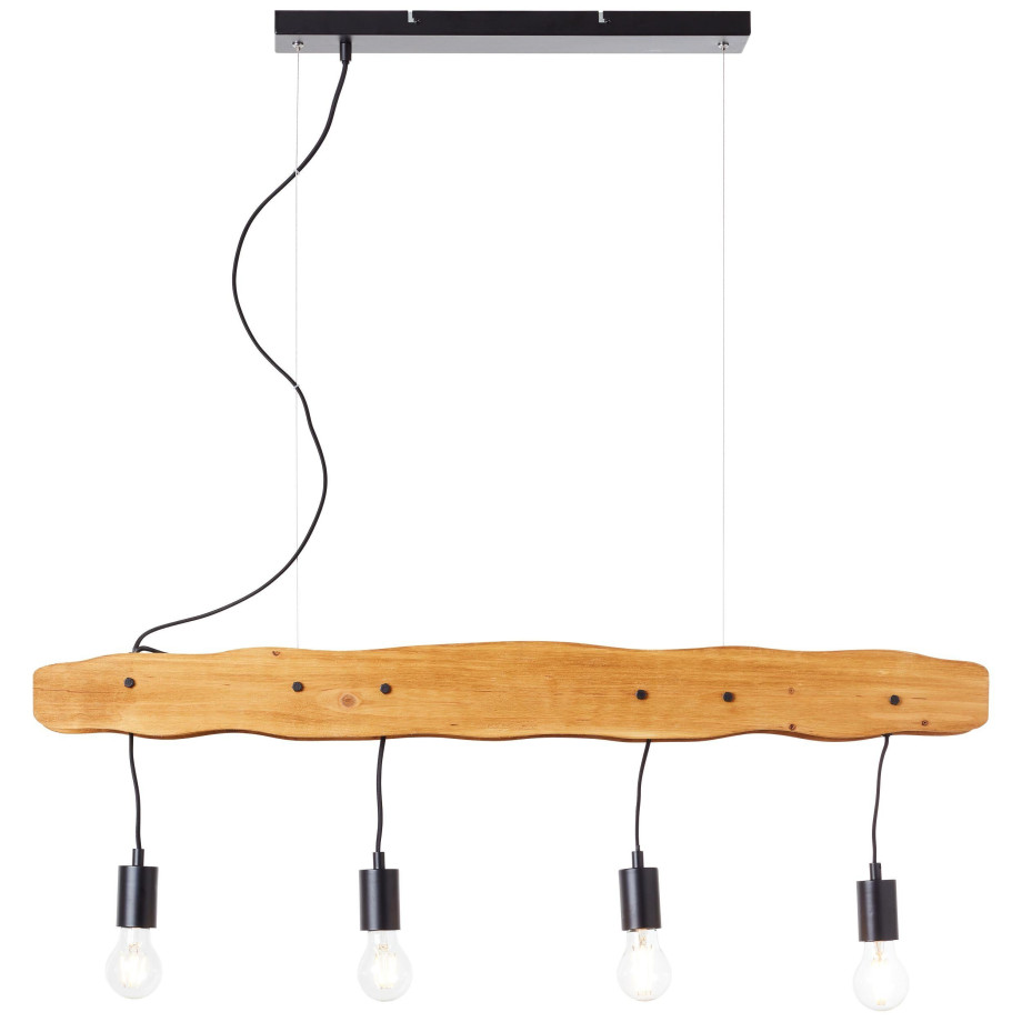 Brilliant Leuchten Hanglamp BAKER Hanglamp 4 fittingen zwart/houtkleur (1 stuk) afbeelding 1