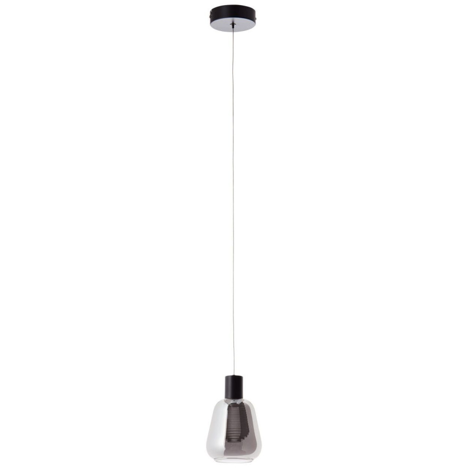 Brilliant Leuchten Hanglamp Carlson met rookglas - 120 cm hoogte x 14 cm ø - inkortbaar - 450 lumen, 3000 kelvin (1 stuk) afbeelding 1