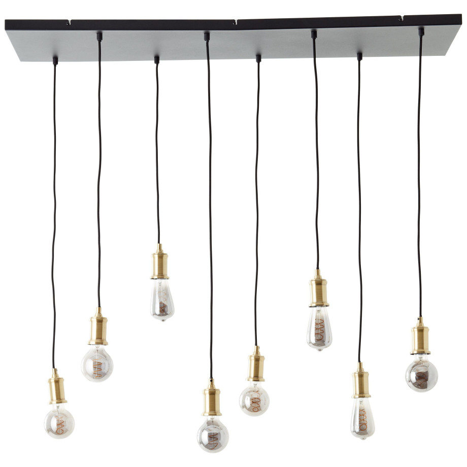 Brilliant Leuchten Hanglamp Darcia 133 x 35 x 110 cm, 8 x e27, inkortbaar, metaal, messingkleurig/zwart (1 stuk) afbeelding 1