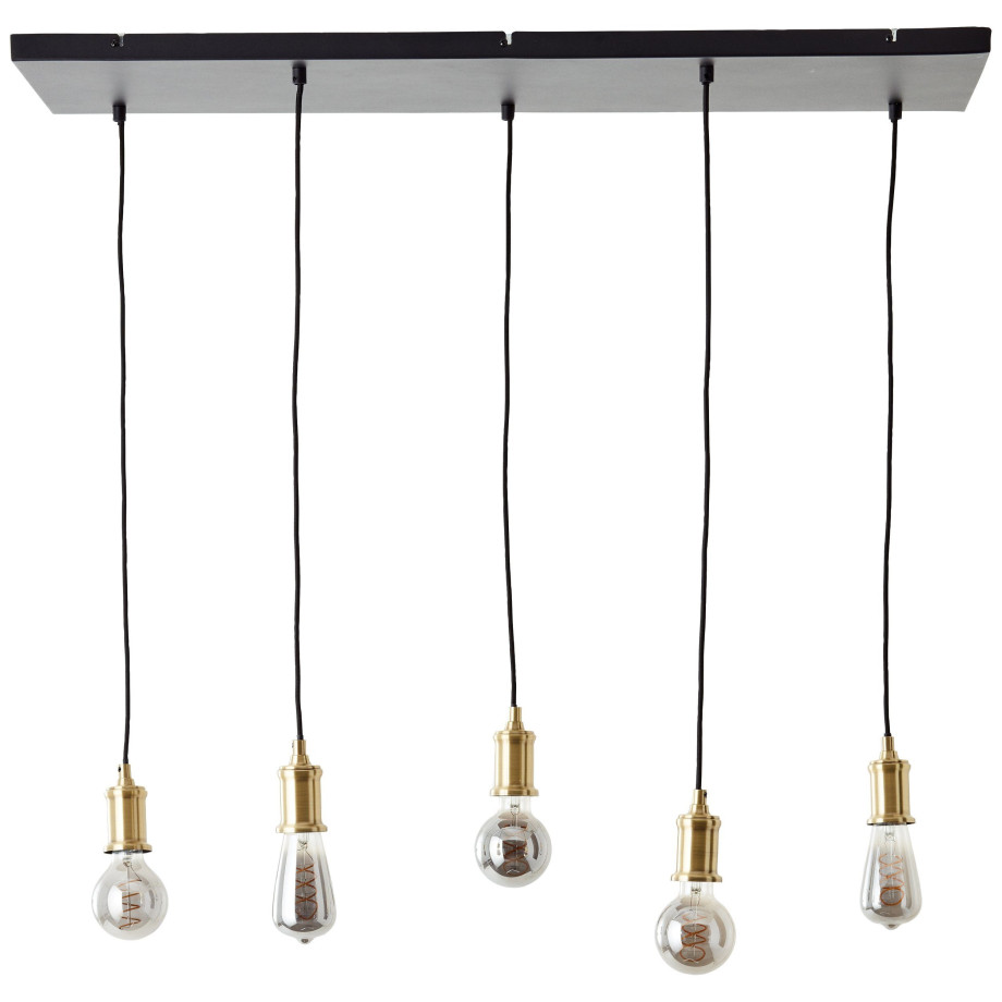 Brilliant Leuchten Hanglamp Darcia 133 x 35 x 95 cm, 5 x e27, inkortbaar, metaal, messingkleurig/zwart (1 stuk) afbeelding 1