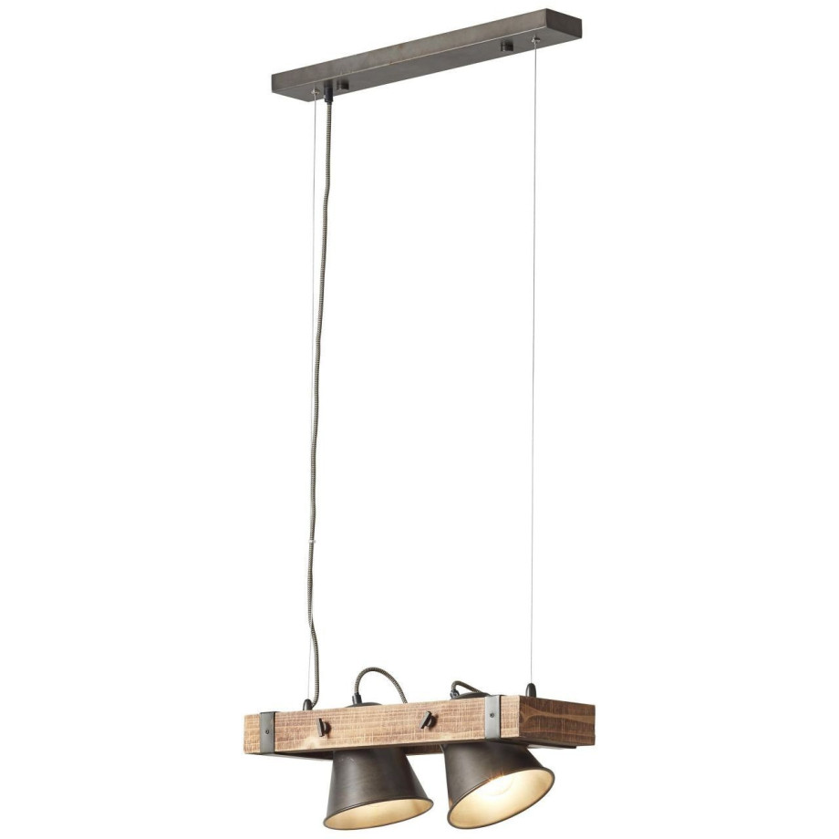 Brilliant Leuchten Hanglamp Decca Hanglamp 2 fittingen zwart staal (1 stuk) afbeelding 1