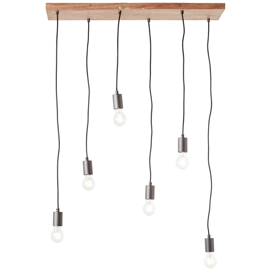 Brilliant Leuchten Hanglamp Rustiek Hanglamp 6 fittingen zwart/houtkleur (1 stuk) afbeelding 1