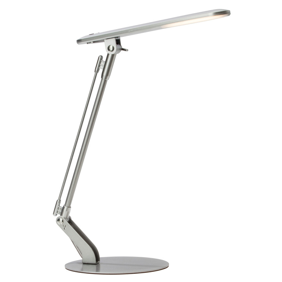 Brilliant Leuchten Ledbureaulamp BRENDAN 46 cm hoogte, in hoogte verstelbaar, metaal, draaibaar, grijs, drukschakelaar afbeelding 1