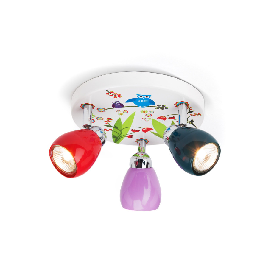 Brilliant Leuchten LED plafondspot Birds Spotjesplaat multicolour, 3 x GU10 max. 3W, 11 cm hoogte, draaibaar, metaal afbeelding 1