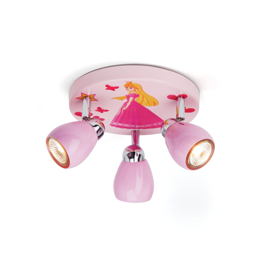 Brilliant Leuchten Led-plafondspot Princess Spotjesplaat roze, 3 x GU10 max. 3W, 11 cm hoogte, draaibaar, metaal afbeelding 1