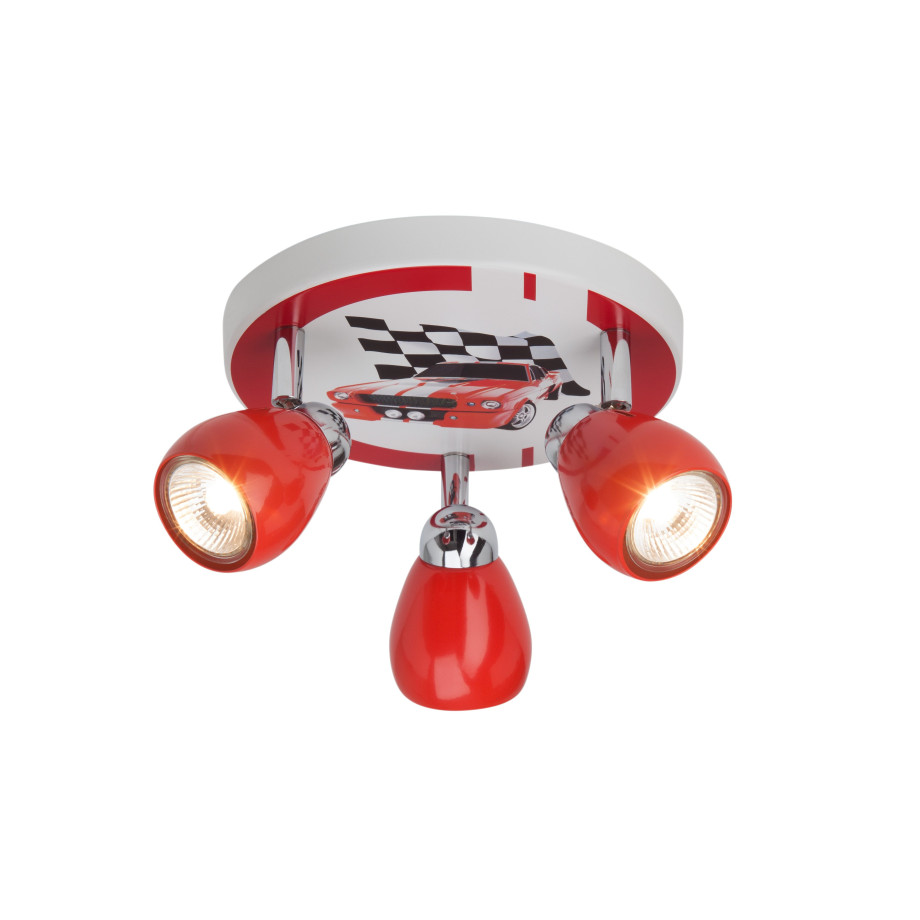 Brilliant Leuchten Led-plafondspot Racing Spotjesplaat rood/wit/zwart, 3 x GU10 max. 3W, 11 cm hoogte, metaal afbeelding 1