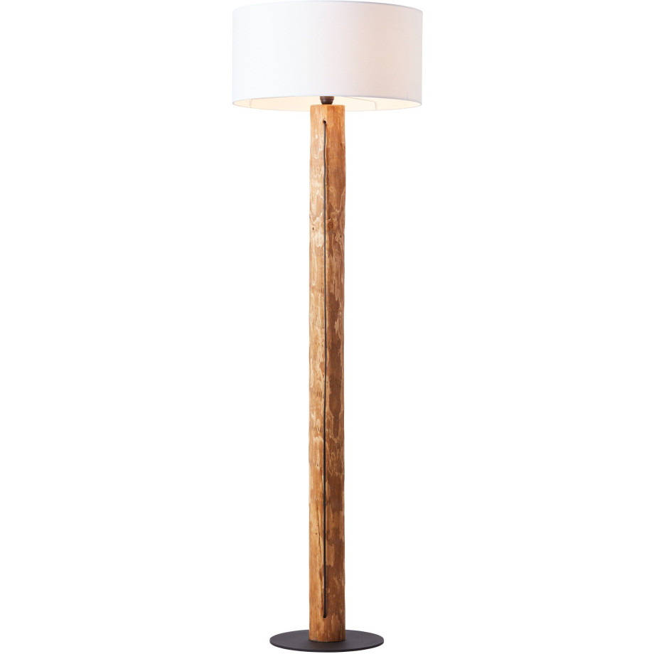 Brilliant Leuchten Staande lamp Jimena Stofscherm, H 164 cm, Ø 50 cm, E27, hout/textiel, grenen gebeitst (1 stuk) afbeelding 1