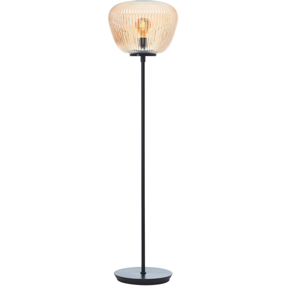 Brilliant Leuchten Staande lamp Kaizen Geribbeld glas, 140 x 35 cm, E27, amber-bernstein kleur (1 stuk) afbeelding 1