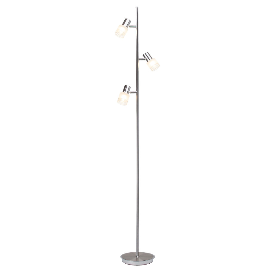 Brilliant Leuchten Staande ledlamp Lea 157cm hoogte, 3x e14 max. 4w, ijzer/chroom, draaibaar, metaal/glas afbeelding 1