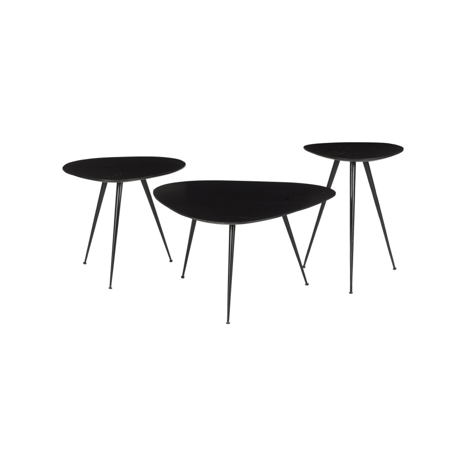 Brix Organische Salontafel 'Loua' Set van 3 stuks, kleur Zwart Brix Organische Salontafel 'Loua' Set van 3 stuks, kleur Zwart afbeelding 1