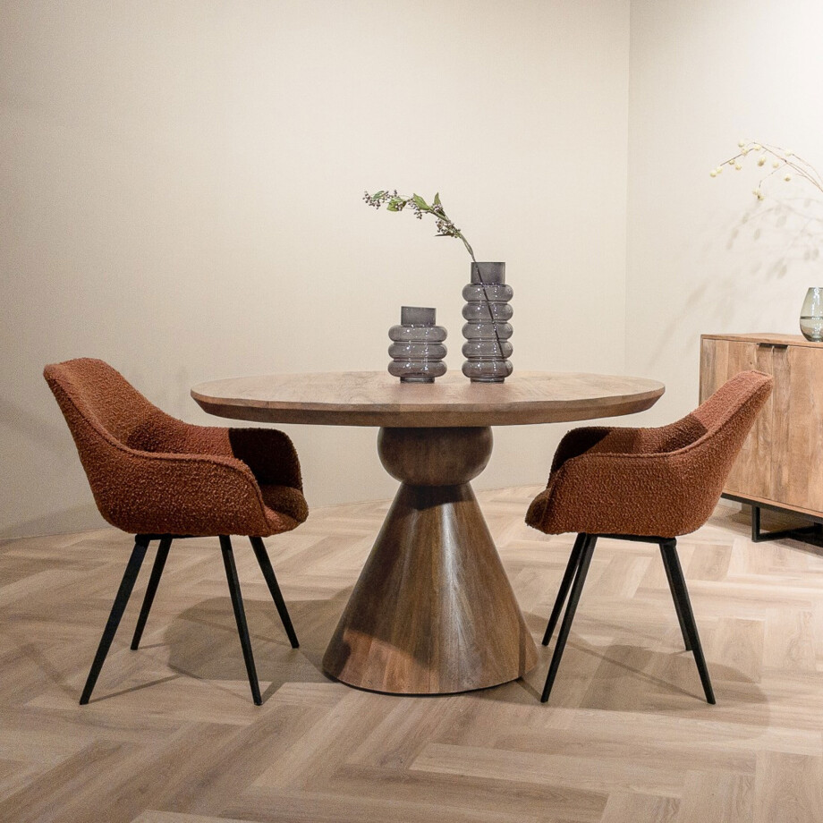 Brix Ronde Eettafel 'Balthazar' Mangohout, 130cm, kleur Bruin afbeelding 1