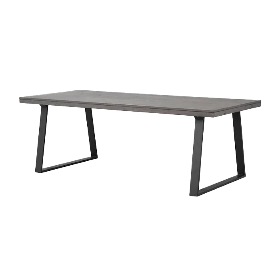 Brooklyn verlengbare eettafel donker eiken - zwart metalen onderstel - 220 x 95 cm Brooklyn verlengbare eettafel donker eiken - zwart metalen onderstel - 220 x 95 cm afbeelding 1