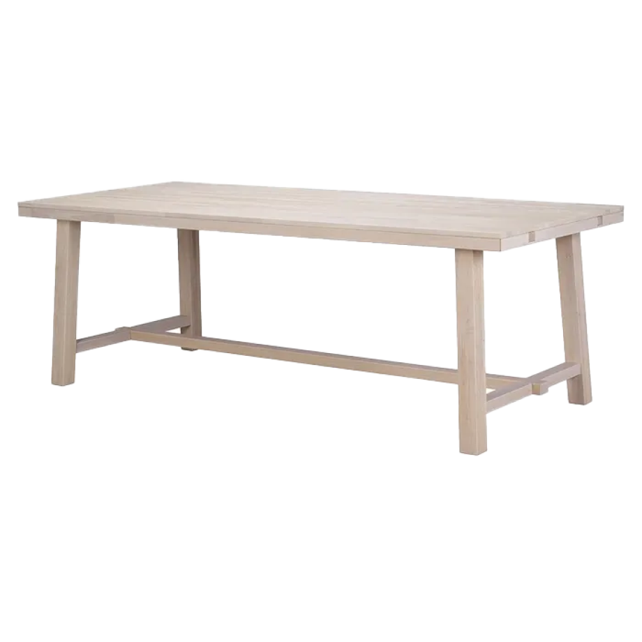 Brooklyn verlengbare houten eettafel whitewash - 220 x 95 cm afbeelding 1