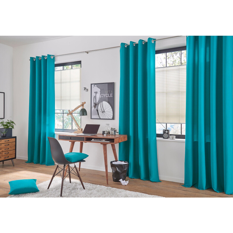 Bruno Banani Gordijn Lagan set van 2, geweven, microvezel, verschillende maten, effen kleur, bestseller (2 stuks) afbeelding 1