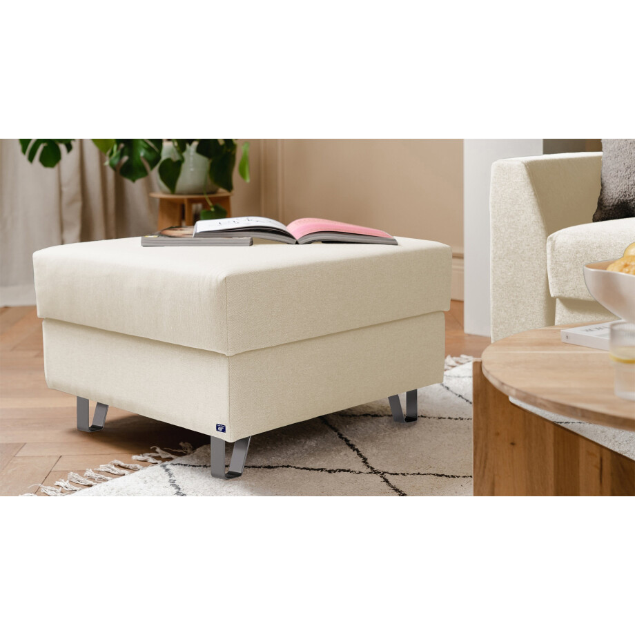 BRUNO poef 70x70 in beige | Comfortabele opbergruimte en praktische opbergruimte afbeelding 1