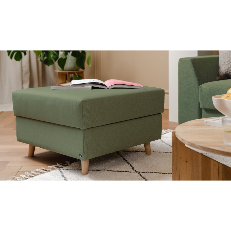 BRUNO poef 70x70 in groen | Comfortabele opbergruimte en praktische opbergruimte afbeelding 1