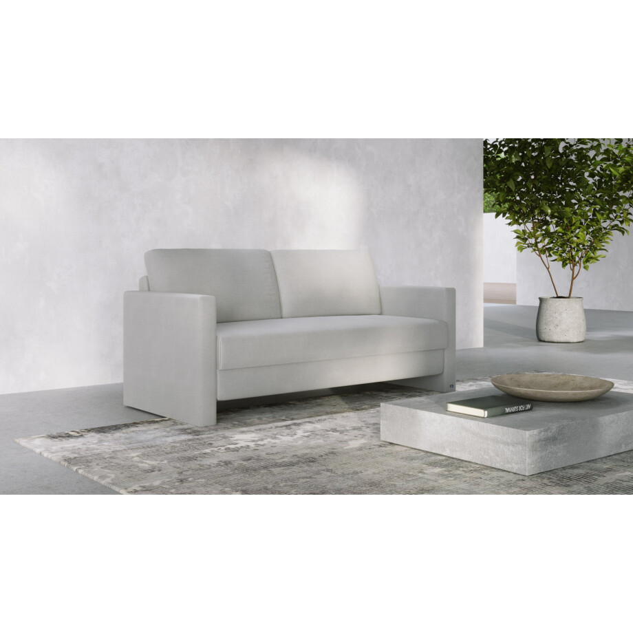 BRUNO slaapbank 160 cm in blauw | stabiel massief hout & boxspringcomfort BRUNO slaapbank 160 cm in blauw | stabiel massief hout & boxspringcomfort afbeelding 1