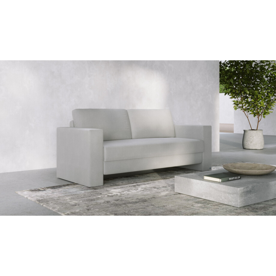BRUNO slaapbank 160 cm in lichtgrijs | stabiel massief hout & boxspringcomfort BRUNO slaapbank 160 cm in lichtgrijs | stabiel massief hout & boxspringcomfort afbeelding 1