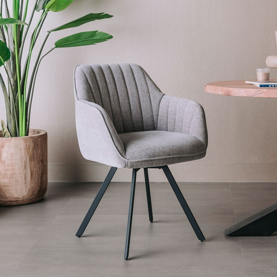 Tower Living Draaibare Eetkamerstoel 'Bruno' kleur Blauwgrijs Tower Living Draaibare Eetkamerstoel 'Bruno' kleur Blauwgrijs afbeelding 1