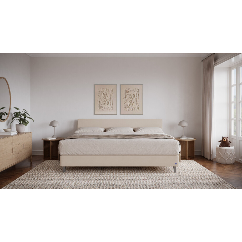 BRUNO familiebed 240x200cm in beige | XXL boxspringbed premium | meervoudig bekroond voor design en kwaliteit afbeelding 1