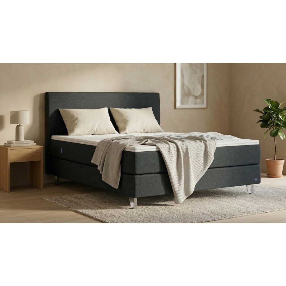 BRUNO Premium Boxspring 200x200cm in Zwart / Antraciet | Matrashardheid: Links H3 / Rechts H2 | Meervoudig bekroond voor design en kwaliteit afbeelding 1
