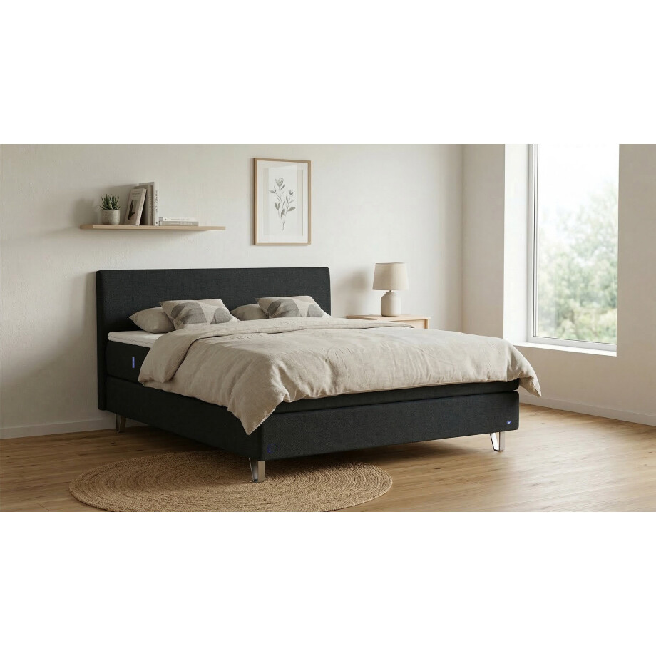 BRUNO Premium Boxspring 200x200cm in Zwart / Antraciet | Matrashardheid: Links H2 / Rechts H3 | Meervoudig bekroond voor design en kwaliteit afbeelding 1