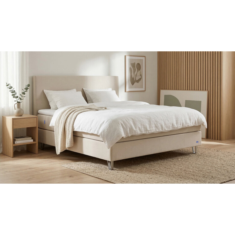 BRUNO Premium Boxspring 200x200cm in Beige | Matrashardheid: Links H3 / Rechts H2 | Meervoudig bekroond voor design en kwaliteit afbeelding 1