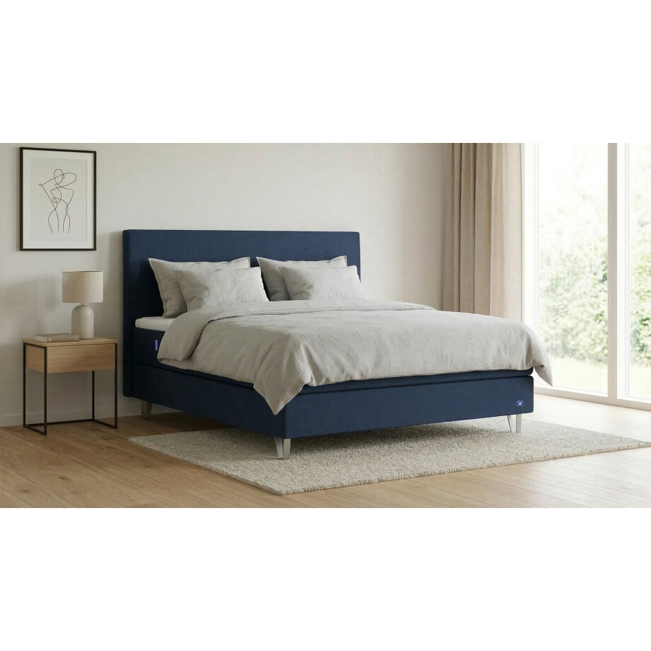 BRUNO Premium Boxspring 200x200cm in Blauw | Matrashardheid: Links H3 / Rechts H2 | Meervoudig bekroond voor design en kwaliteit afbeelding 1