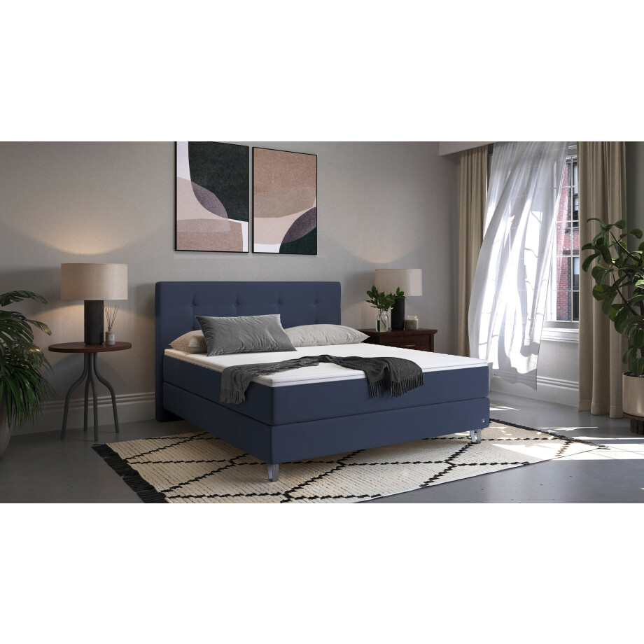 BRUNO Premium Boxspring 200x200cm in Blauw | Matrashardheid: Links H3 / Rechts H2 | Meervoudig bekroond voor design en kwaliteit afbeelding 1