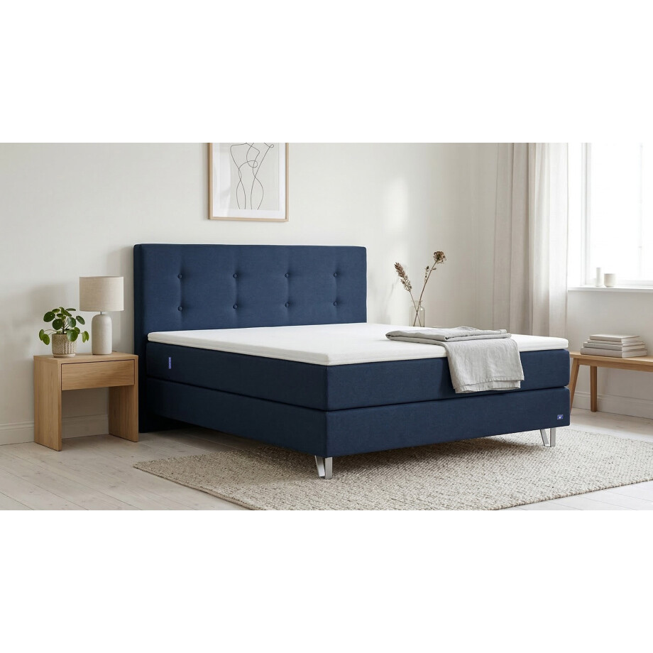 BRUNO Premium Boxspring 200x200cm in Blauw | Matrashardheid: Links H2 / Rechts H3 | Meervoudig bekroond voor design en kwaliteit afbeelding 1