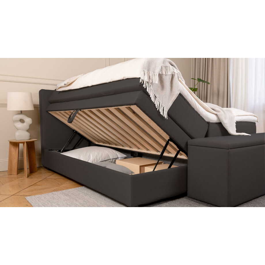 BRUNO Premium boxspringbed met opbergbox, 160x200cm, in antraciet | Matrashardheid: Links H3 / Rechts H2 | Extra opbergruimte & individueel configureerbaar BRUNO Premium boxspringbed met opbergbox, 160x200cm, in antraciet | Matrashardheid: Links H3 / Rechts H2 | Extra opbergruimte & individueel configureerbaar afbeelding 1