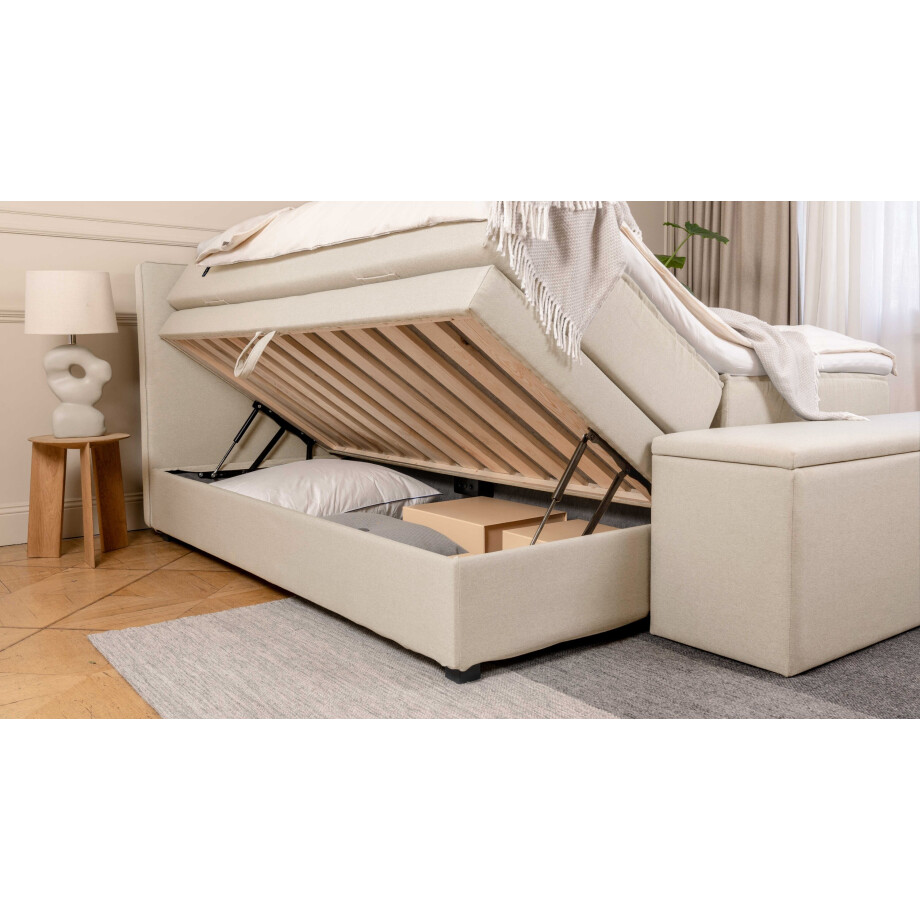 BRUNO Premium boxspring met opbergruimte, 160x200cm, in beige | Matrashardheid: Links H2 / Rechts H2 | Extra opbergruimte & individueel configureerbaar afbeelding 1